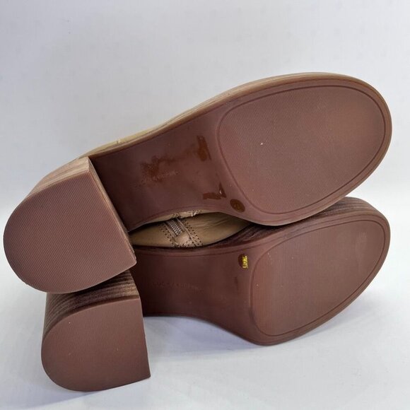 Lucky Brand Omarey Platform Boot Women's Size 10 in Tan Block Heel Inside Zip - Picture 15 of 16